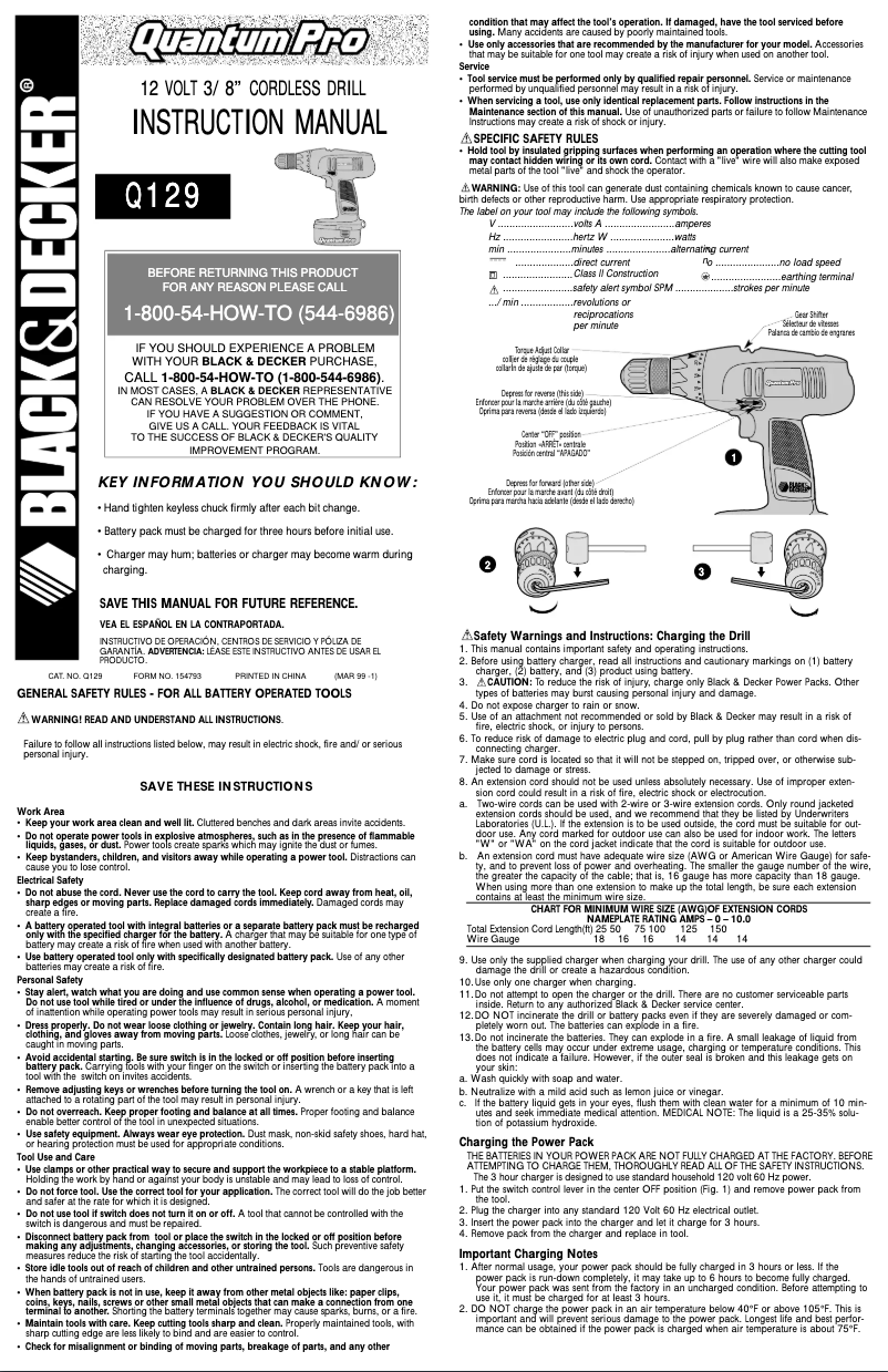 Page n°1 - Manuel utilisateur Black & Decker Q129