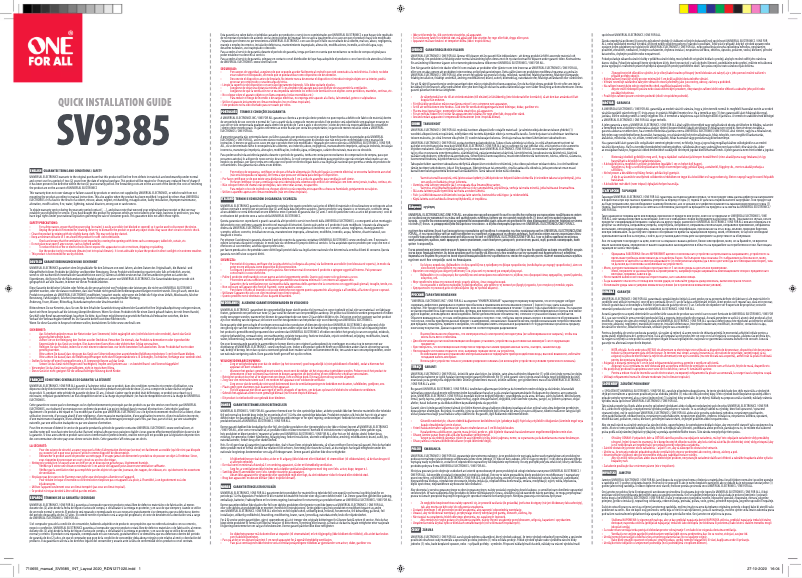 Page 1 de la notice Manuel utilisateur One for all SV 9385