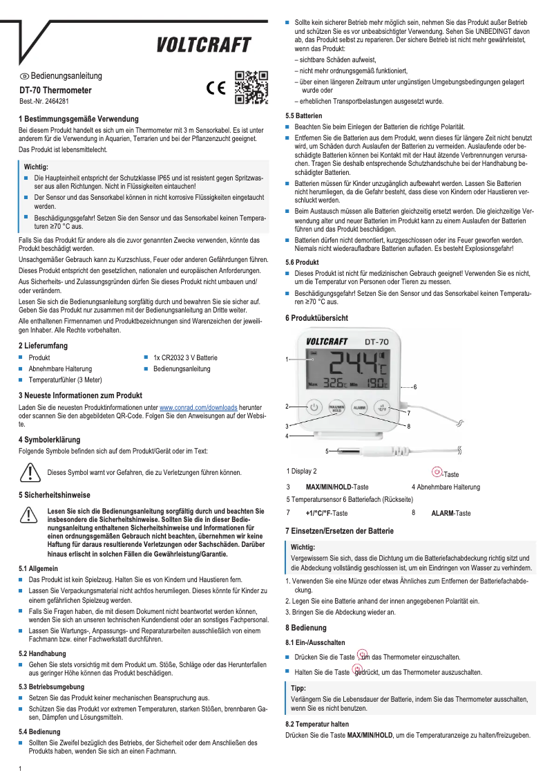 Image de la première page du manuel de l'appareil DT-70