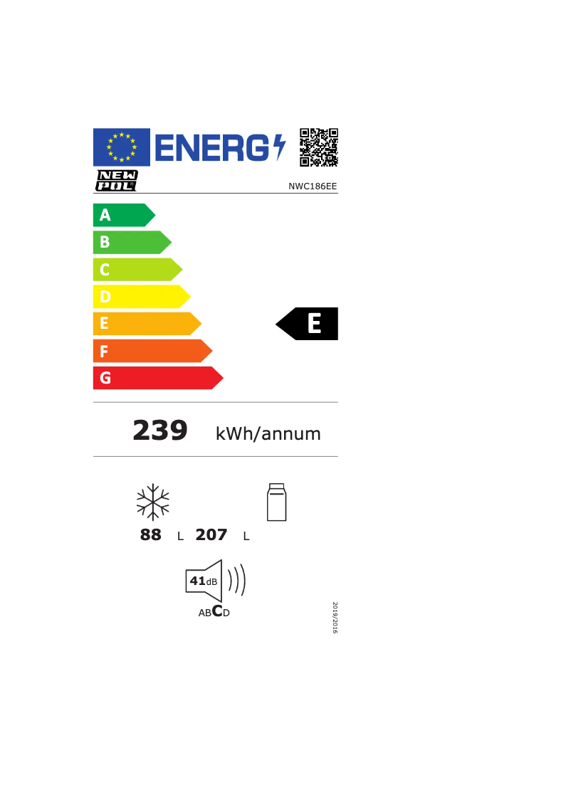 Page 1 of the manual Energy Label New Pol NWC186EE