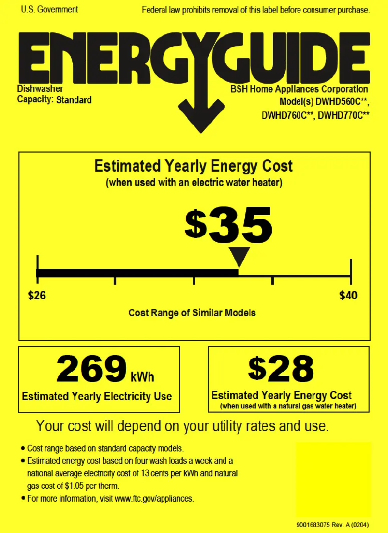 Page 1 de la notice Label énergétique Thermador DWHD760CFP