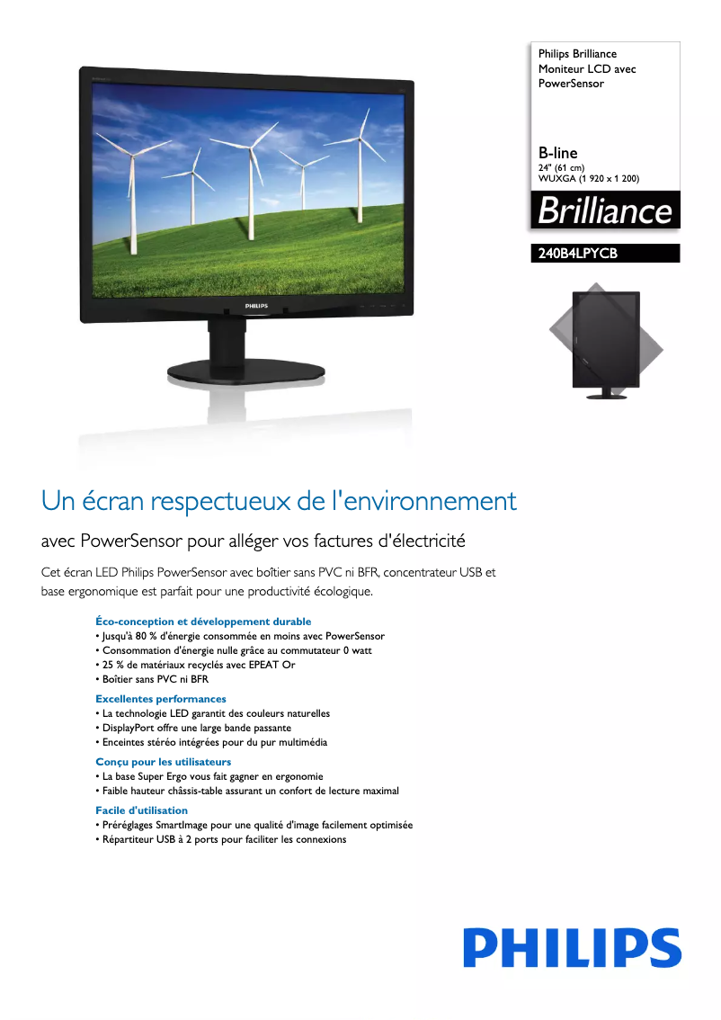 Image de la première page du manuel de l'appareil Brilliance 240B4LPYCB