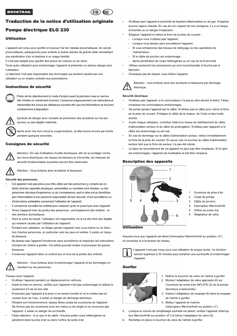 Page 1 de la notice Manuel utilisateur Rocktrail ELG 230