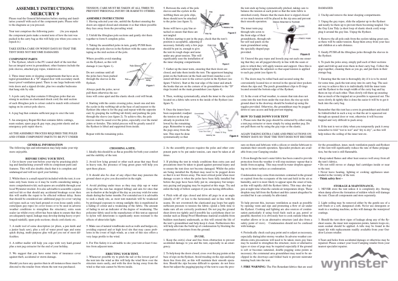 Page 1 de la notice Manuel utilisateur Wynnster Mercury 9
