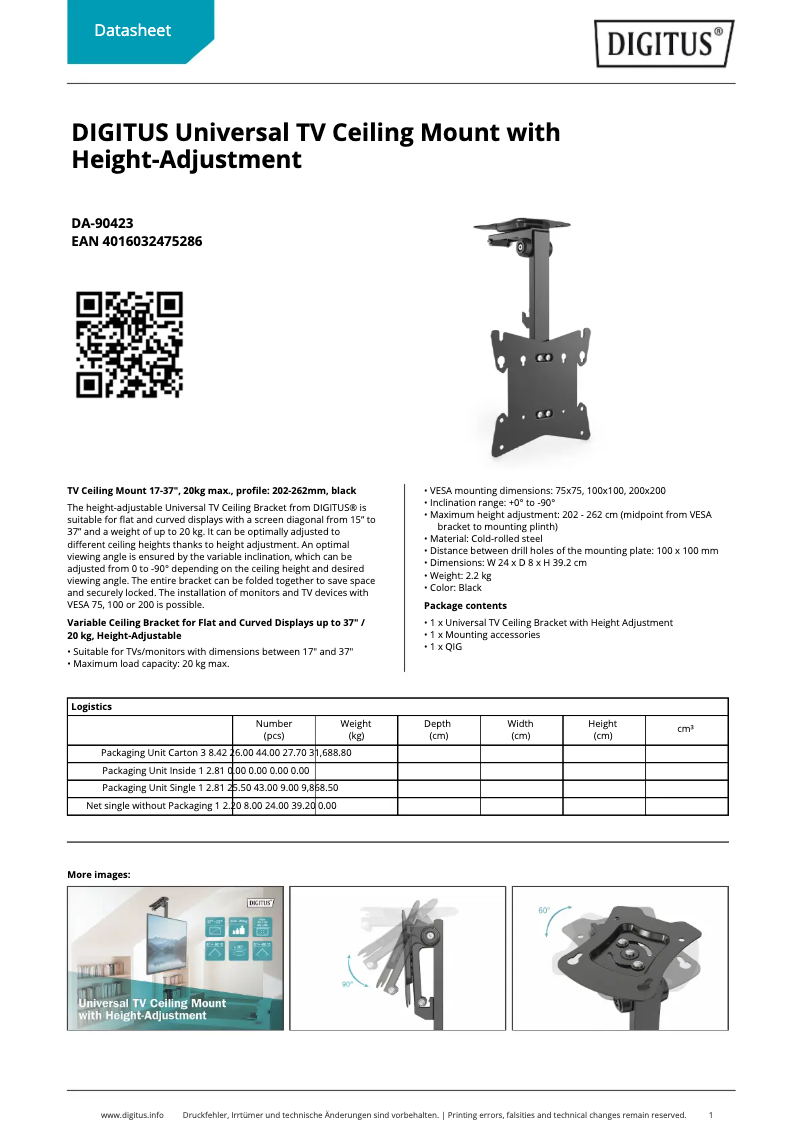 Página 1 del manual Ficha técnica Digitus DA-90423
