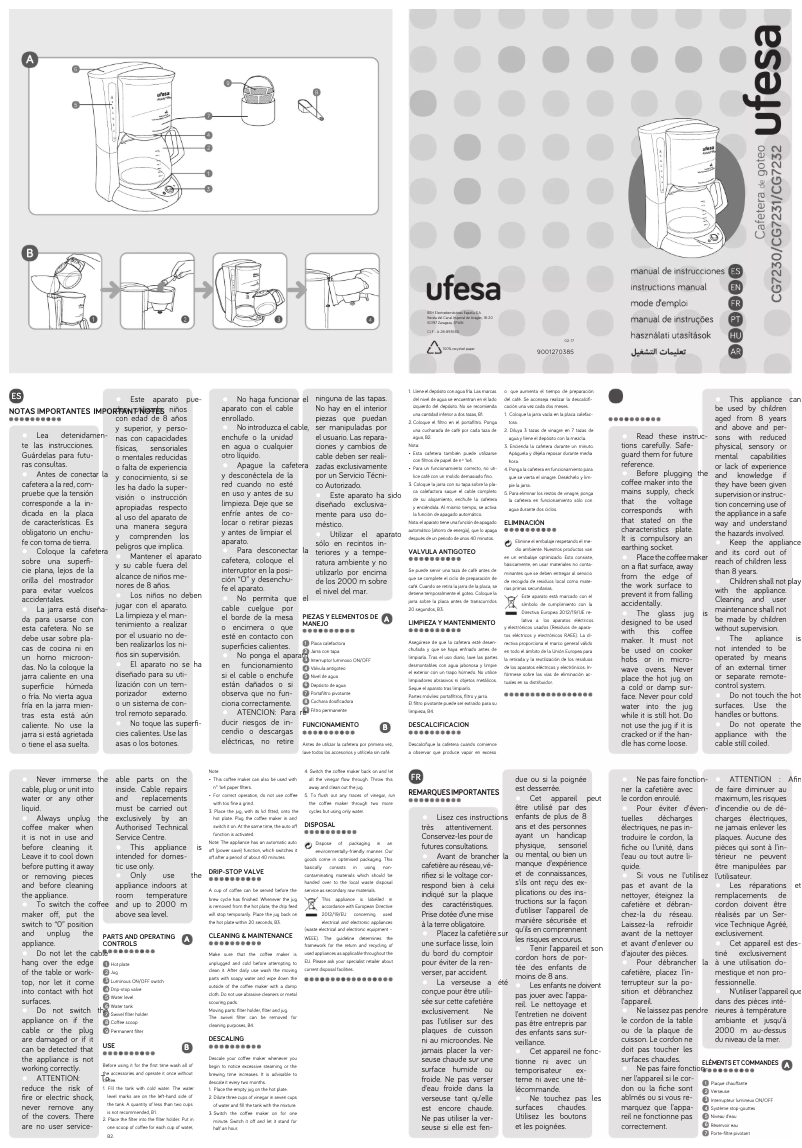 Page n°1 - Manuel d'utilisation et d'entretien Ufesa CG7232