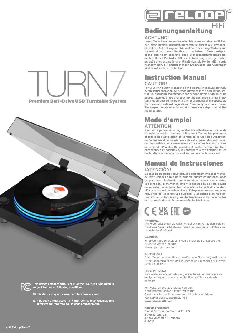 Page n°1 - Manuel utilisateur Reloop Turn 7