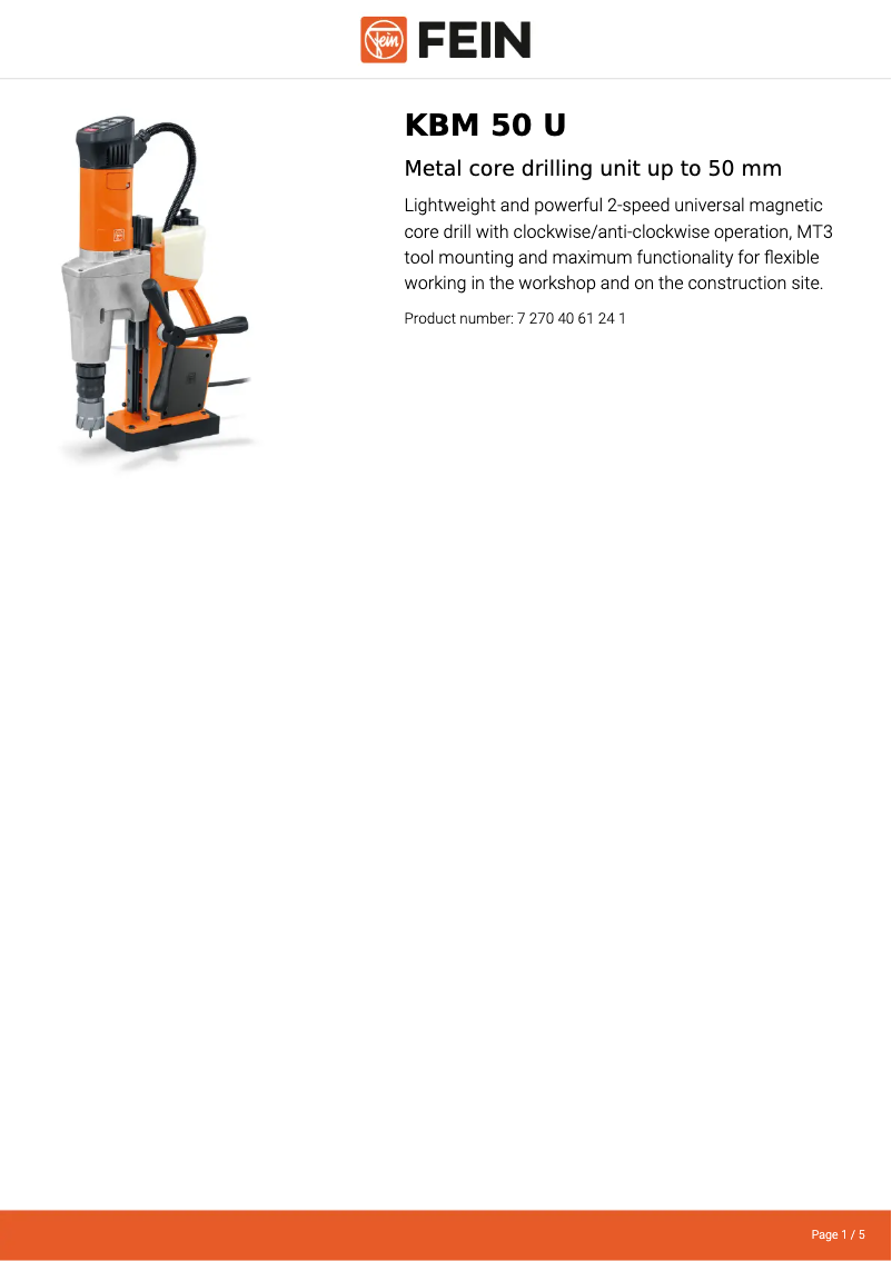 Imagen de la primera página del manual del dispositivo KBM 50 U