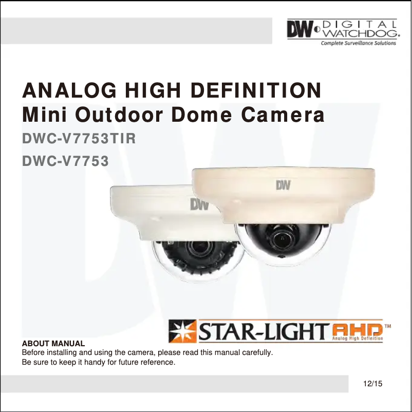 Page n°1 - Manuel utilisateur Digital Watchdog STAR-LIGHT AHD DWC-V7753