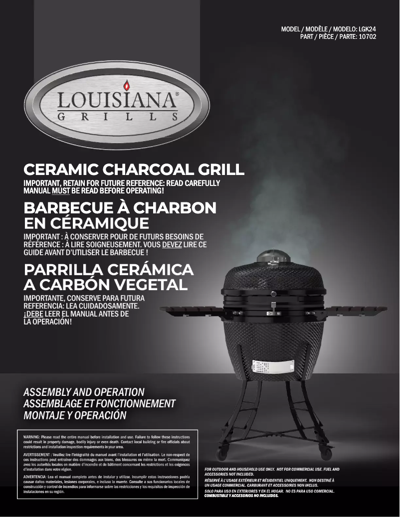 Page 1 de la notice Manuel utilisateur Louisiana Grills 10702