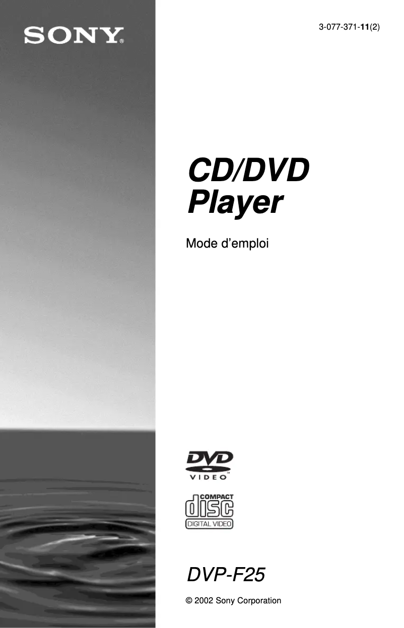 Image de la première page du manuel de l'appareil DVP-F25
