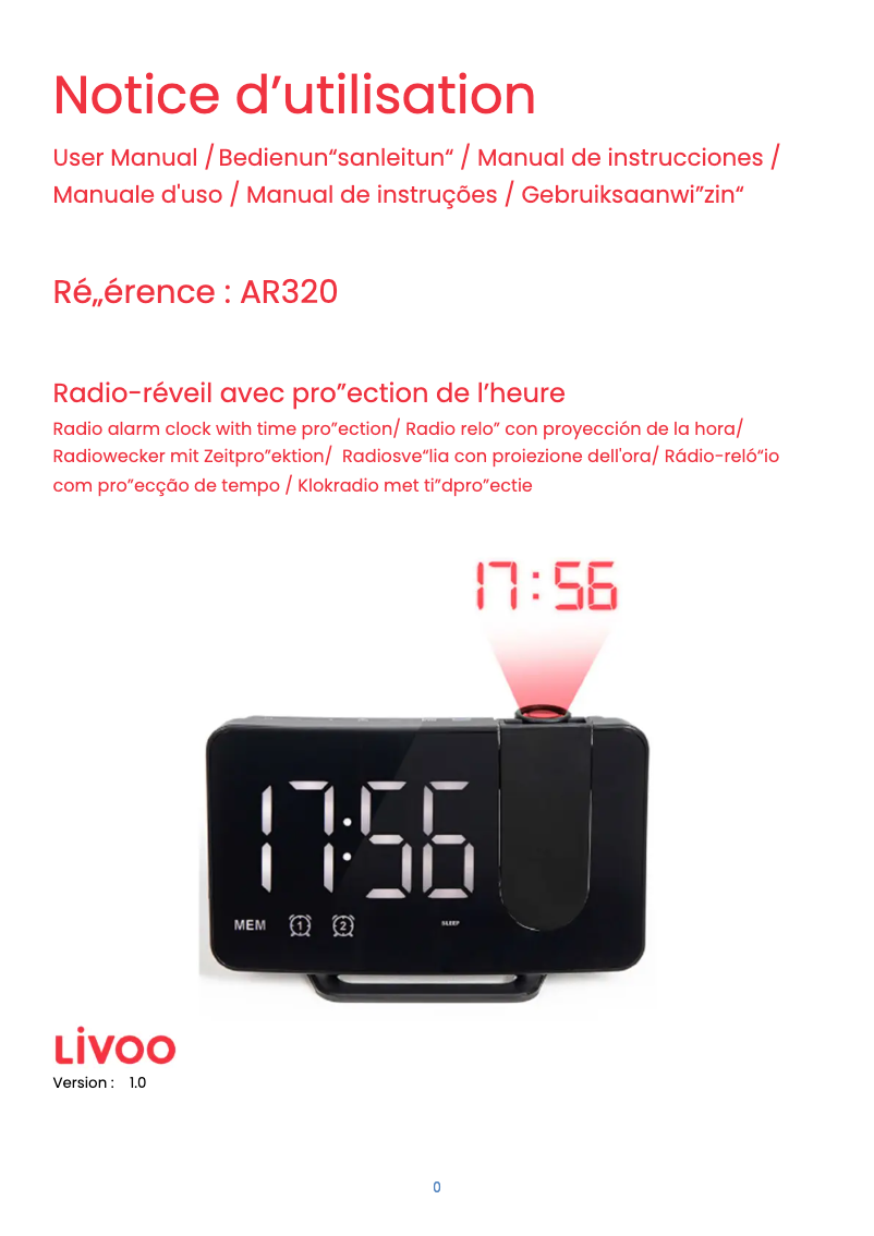 Image de la première page du manuel de l'appareil AR320