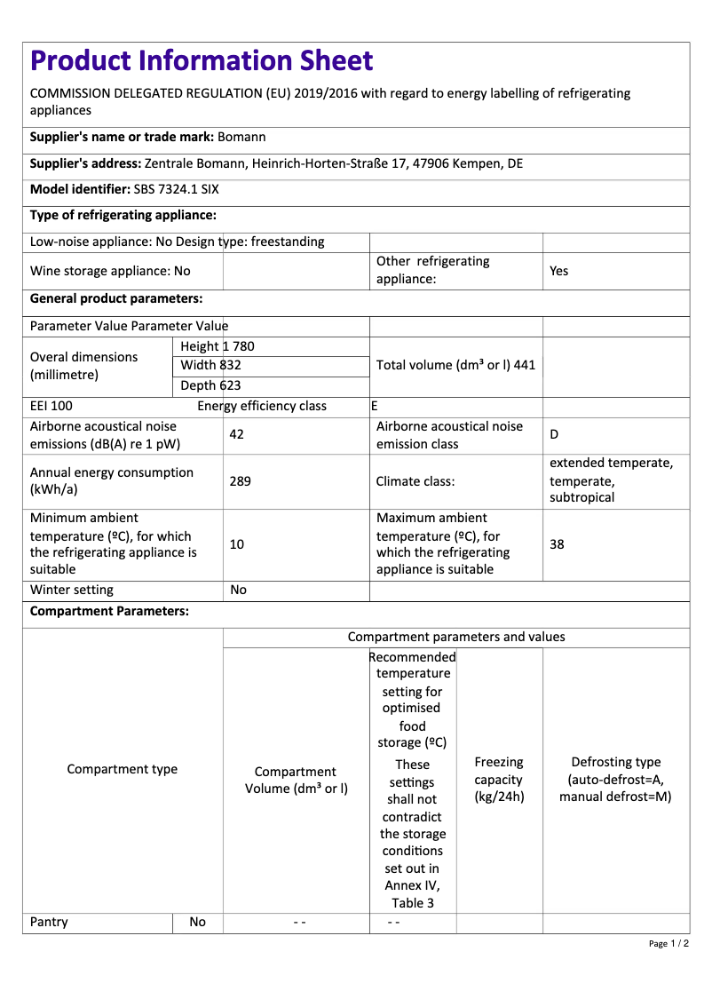Image de la première page du manuel de l'appareil SBS 7324.1