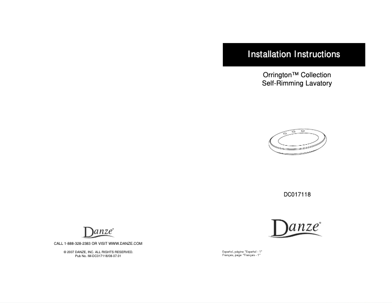 Page 1 de la notice Guide d'installation Danze DC017118WH