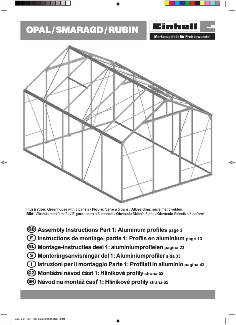Page 1 de la notice Manuel utilisateur Einhell RUBIN 3
