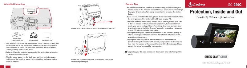 Página 1 del manual Guía de inicio rápido Cobra SC 220C