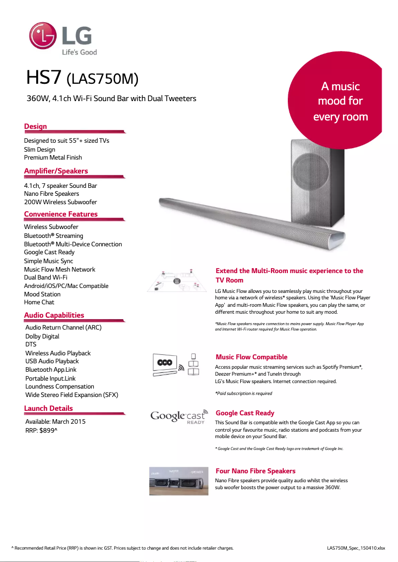 Image de la première page du manuel de l'appareil LAS750M