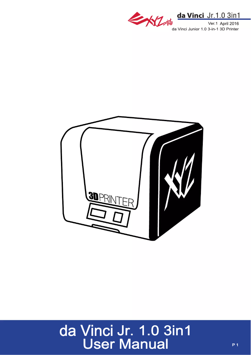 Image de la première page du manuel de l'appareil da Vinci Jr. 1.0 3in1