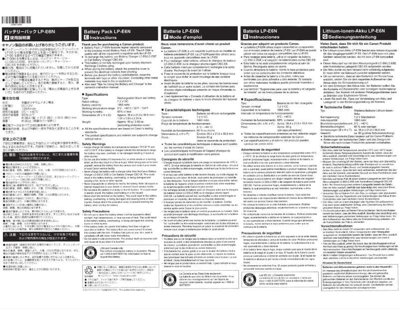 Page 1 de la notice Manuel utilisateur Canon LP-E6N
