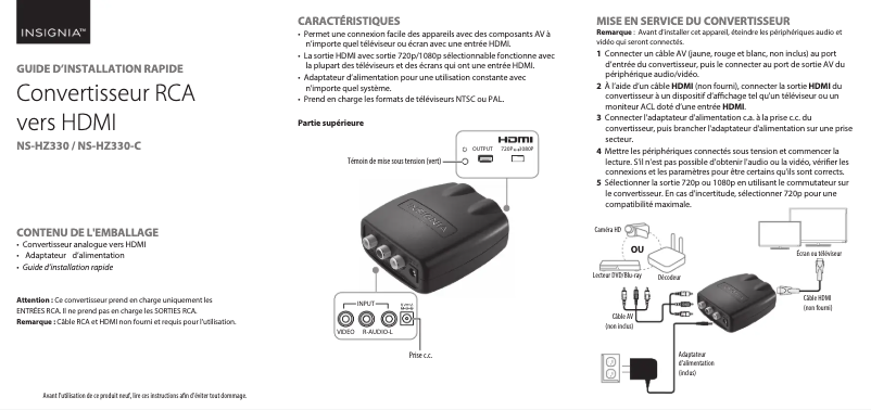 Page 1 de la notice Manuel utilisateur Insignia NS-HZ330