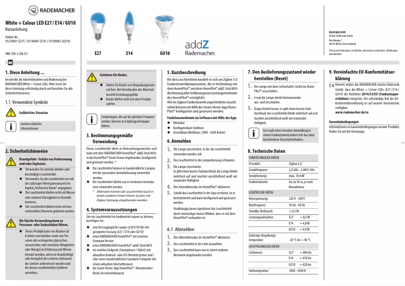 Page 1 de la notice Manuel utilisateur RADEMACHER addZ