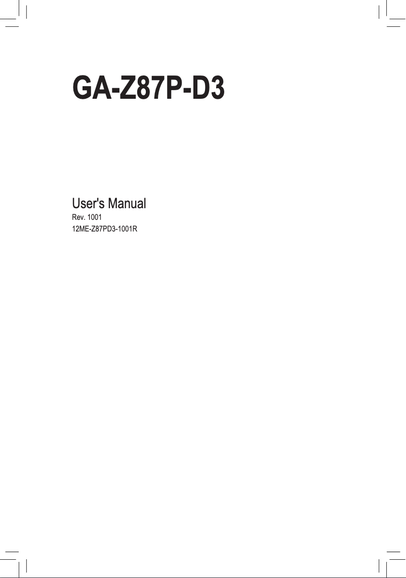 Page n°1 - Manuel utilisateur Gigabyte GA-Z87P-D3