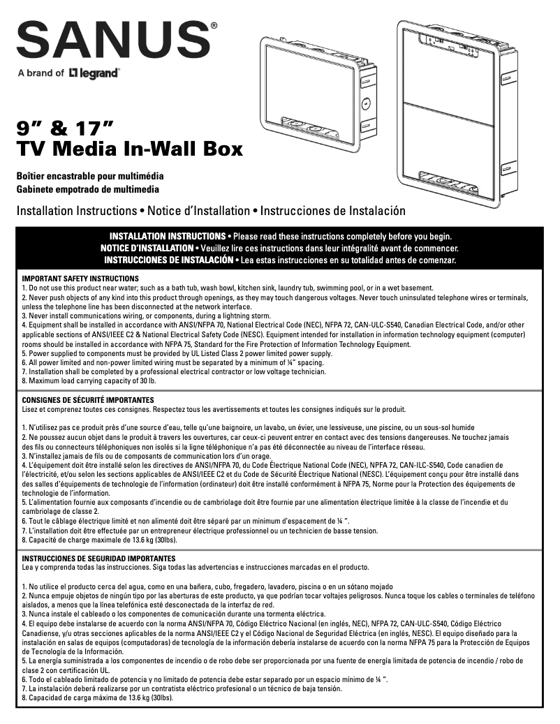Image de la première page du manuel de l'appareil SA-IWB9