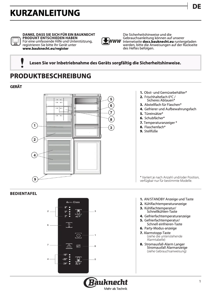 Page 1 de la notice Manuel utilisateur Bauknecht KGNXL 19 A3+ IN