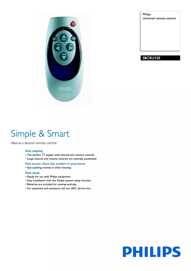 Page 1 of the manual Technical Sheet Philips SBC RU 120