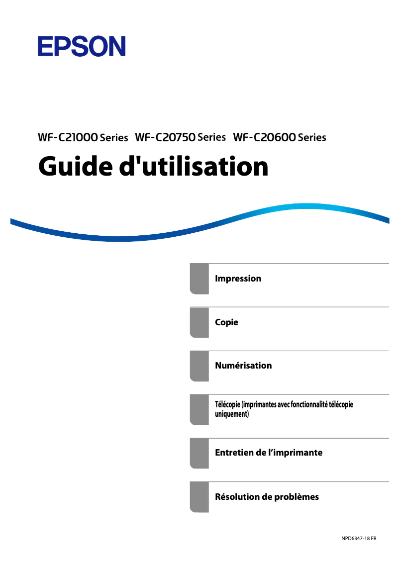 Page 1 de la notice Manuel utilisateur Epson WorkForce Enterprise WF-C20750