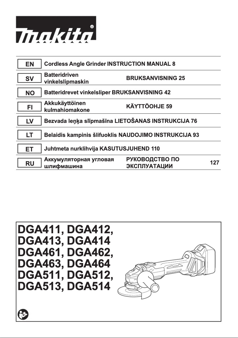 Page 1 de la notice Manuel utilisateur Makita DGA463