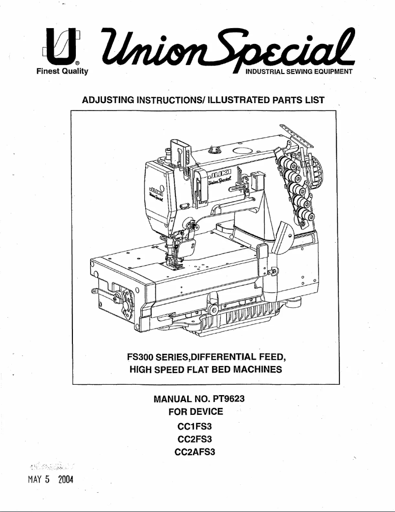 Page n°1 - Manuel utilisateur Union Special CC1FS3