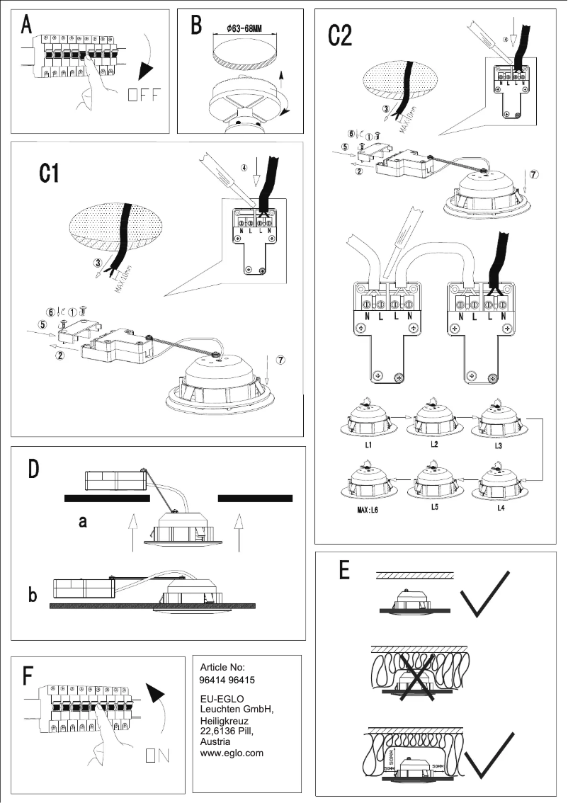 Page 1 de la notice Manuel utilisateur Eglo Pineda-IP
