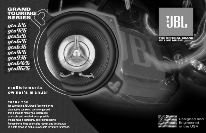 Page 1 de la notice Manuel utilisateur JBL Grand Touring GTO326