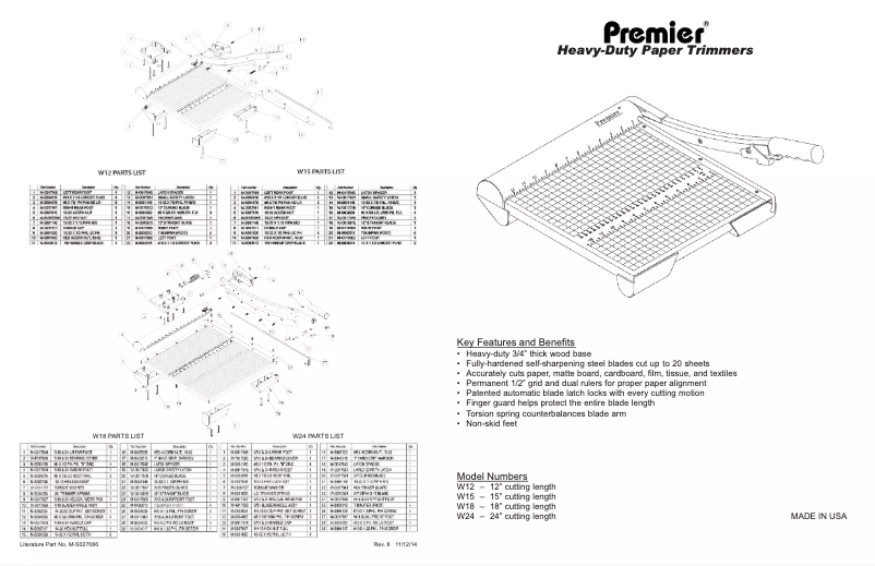 Page n°1 - Manuel utilisateur Premier W12