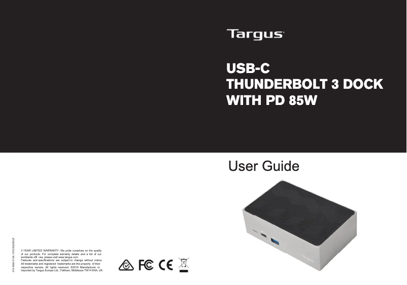 Page 1 of the manual User Manual Targus DOCK220EUZ