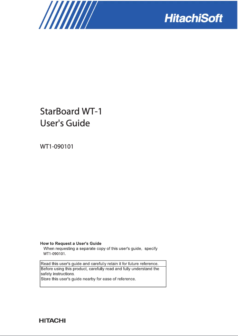 Page n°1 - Manuel utilisateur Hitachi StarBoard WT-1