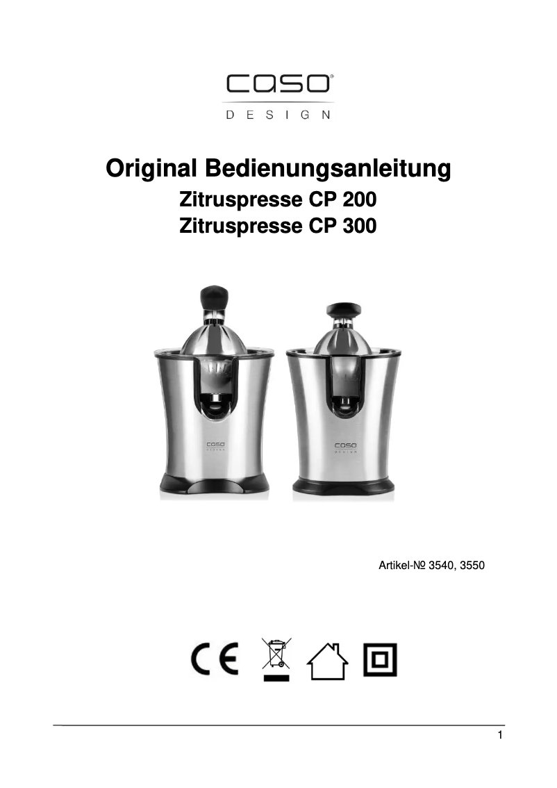 Page n°1 - Manuel utilisateur Caso CP300