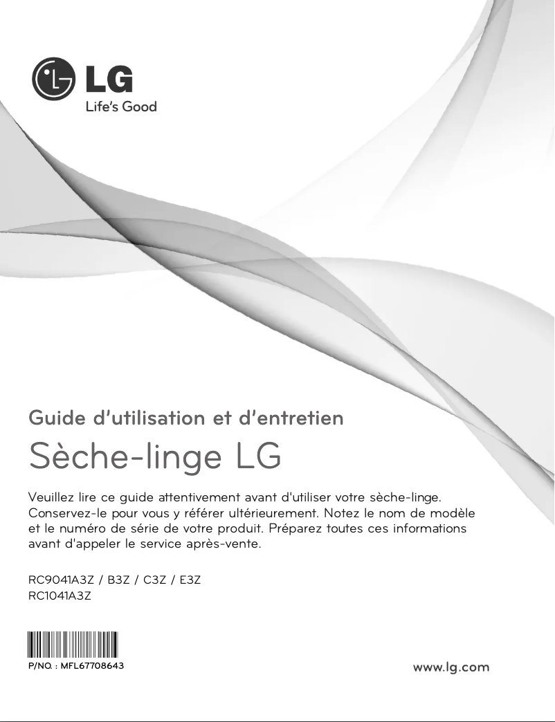 Page 1 de la notice Manuel utilisateur LG RC1041A3Z