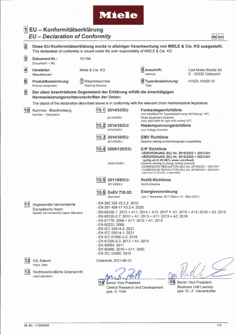 Page n°1 - Manuel utilisateur Miele WCG 670 WCS TwinDos