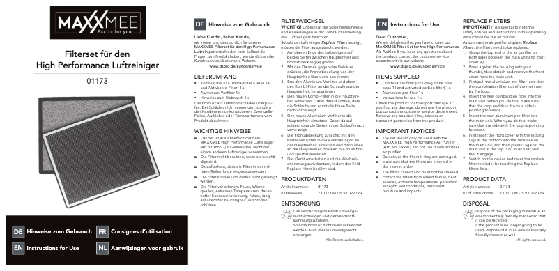 Image de la première page du manuel de l'appareil 01173