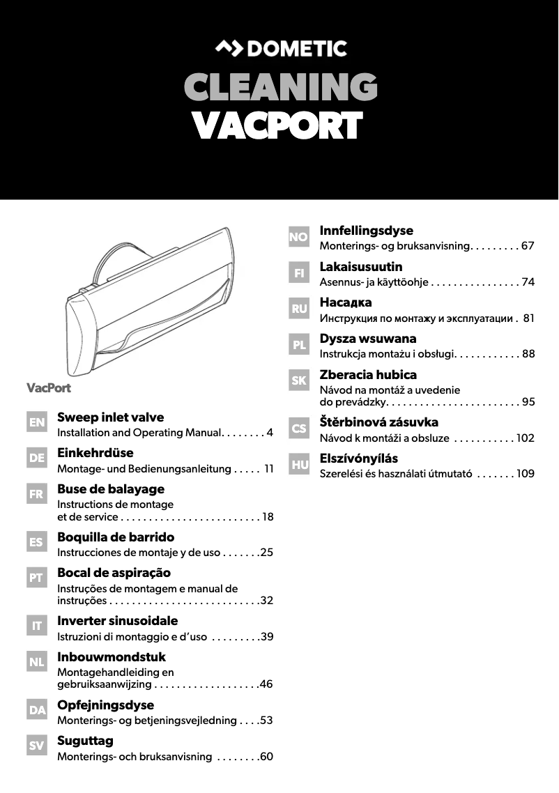 Page n°1 - Manuel utilisateur Dometic VacPort
