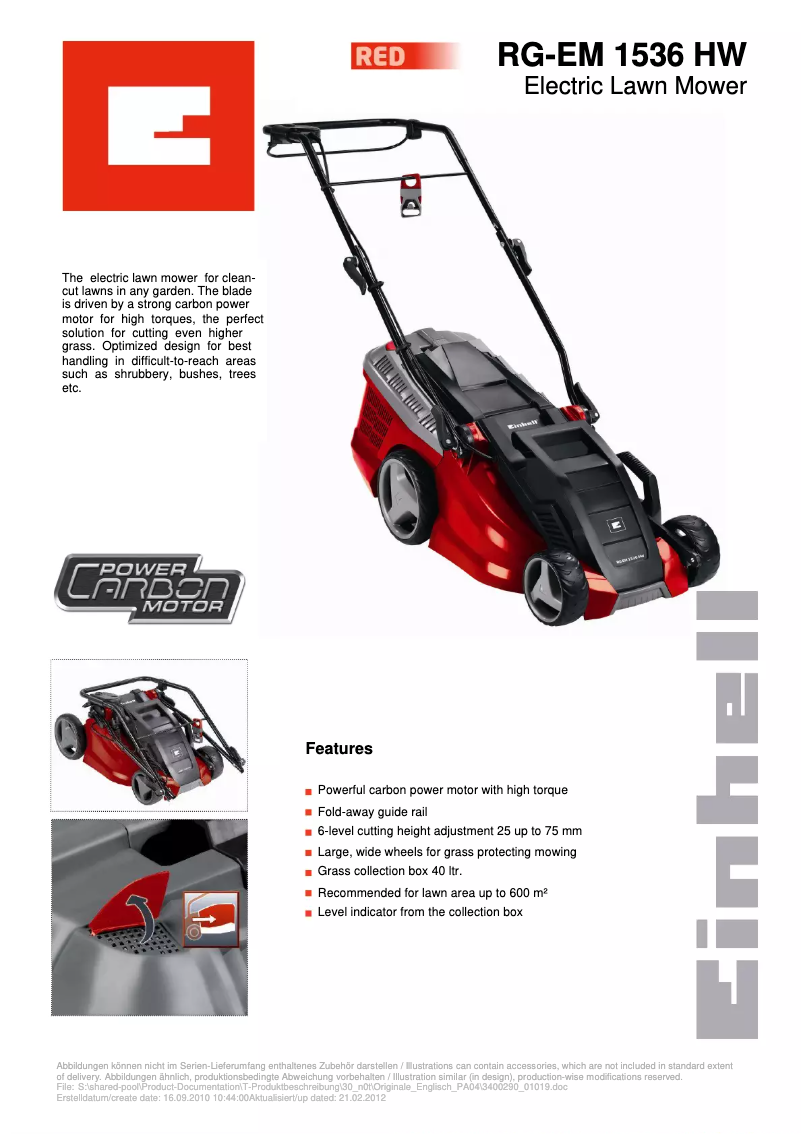 Image de la première page du manuel de l'appareil RG-EM 1536 HW