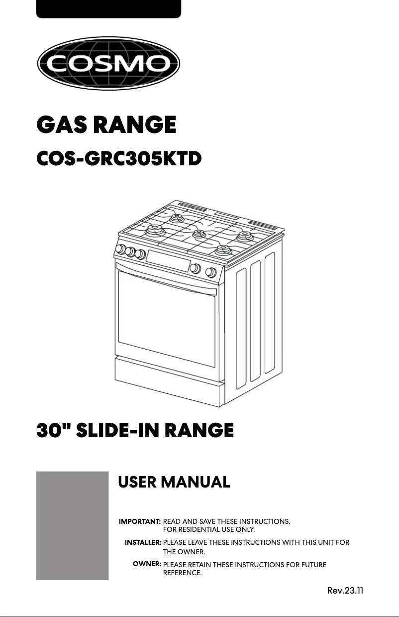 Image de la première page du manuel de l'appareil COS-GRC305KTD