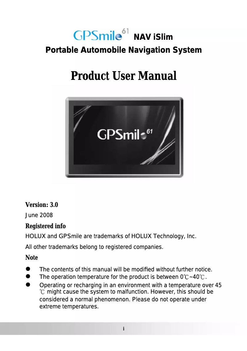 Page n°1 - Manuel utilisateur Holux GPSmile 61