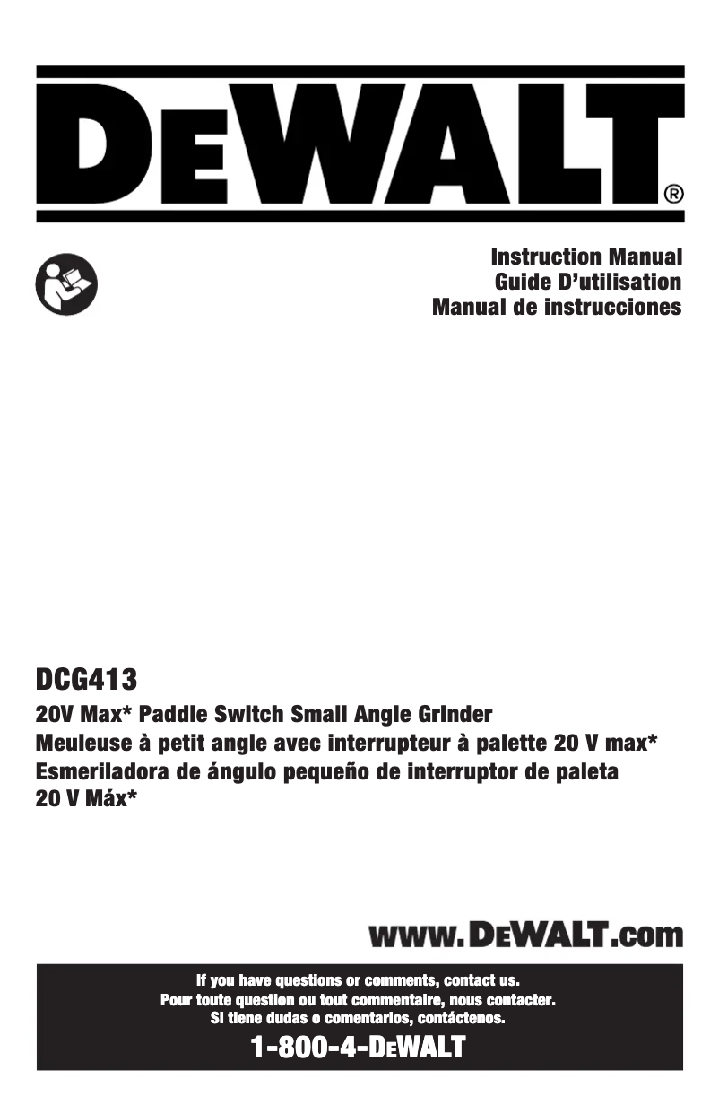 Page n°1 - Manuel utilisateur DeWalt DCG413B