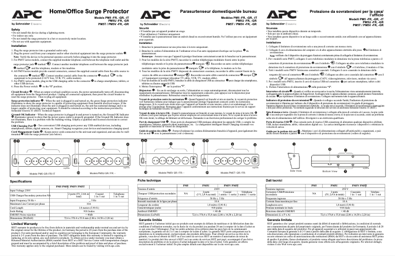 Page n°1 - Manuel utilisateur APC SurgeArrest Essential