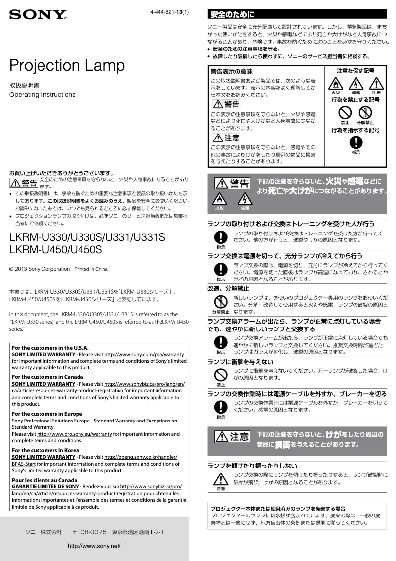 Page 1 de la notice Manuel utilisateur Sony LKRM-U331