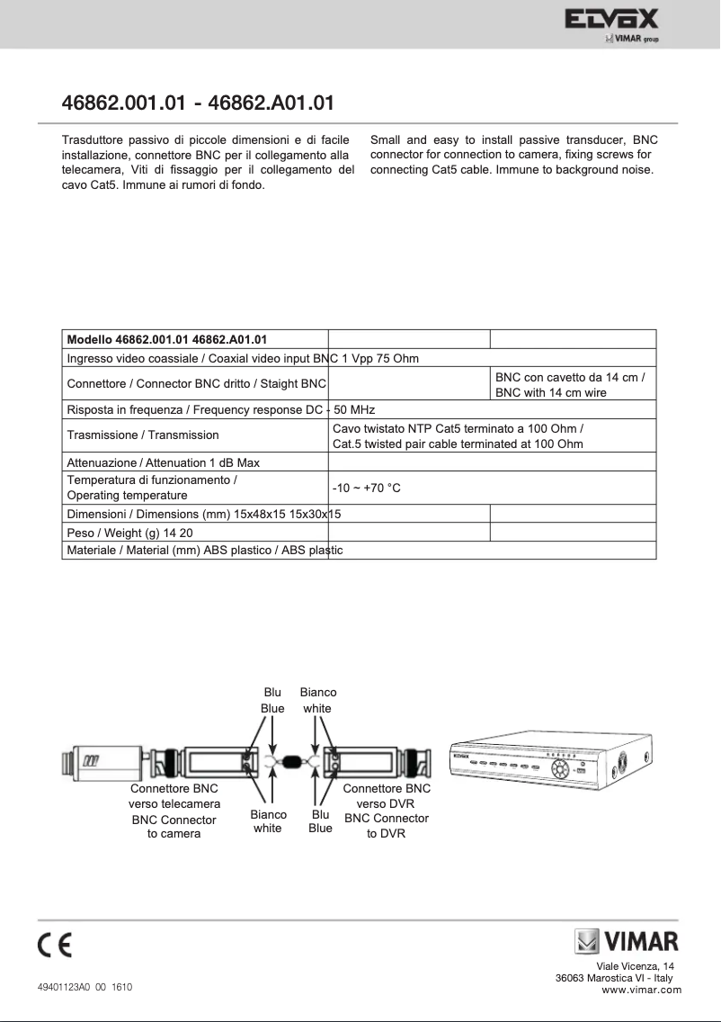 Image de la première page du manuel de l'appareil ELVOX 46862.001.01