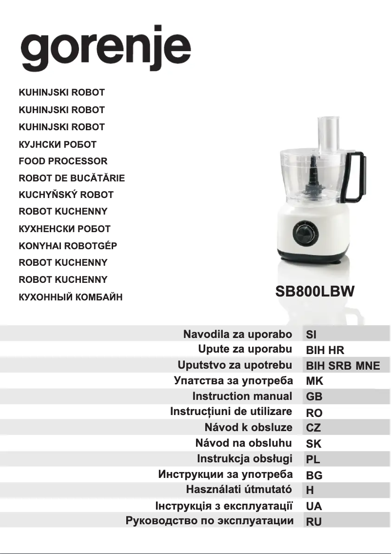 Page 1 de la notice Manuel utilisateur Gorenje SB800LBW